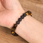 Fortune Jewel Various Crystals Cube Amethyst Lava Rock Support Bracelet