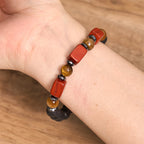 Fortune Jewel Various Crystals Cube Amethyst Lava Rock Support Bracelet