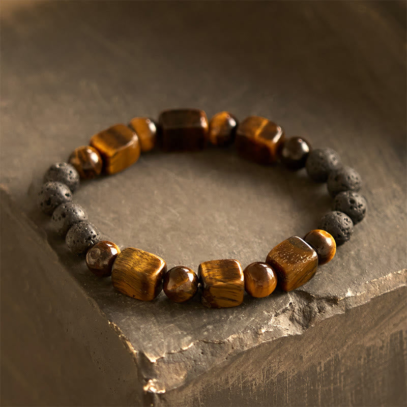 Fortune Jewel Various Crystals Cube Amethyst Lava Rock Support Bracelet