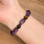 Fortune Jewel Various Crystals Cube Amethyst Lava Rock Support Bracelet