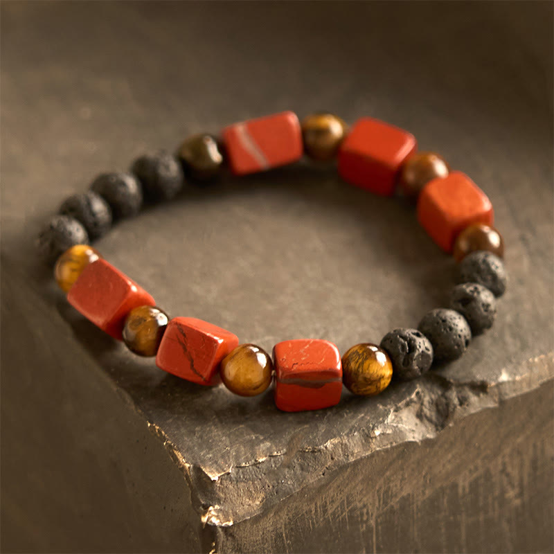 Fortune Jewel Various Crystals Cube Amethyst Lava Rock Support Bracelet