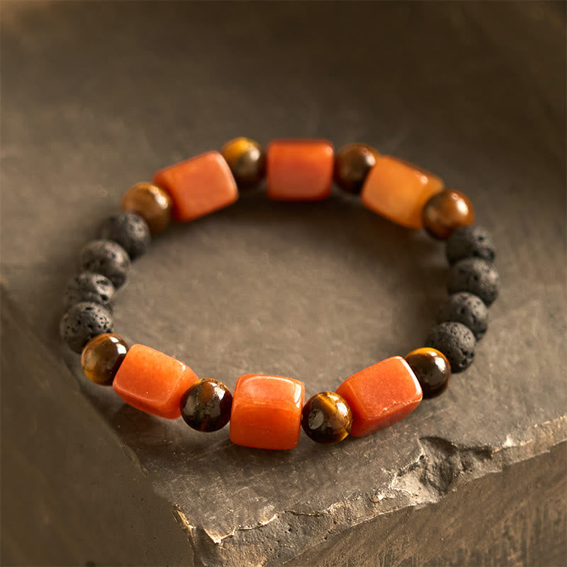 Fortune Jewel Various Crystals Cube Amethyst Lava Rock Support Bracelet