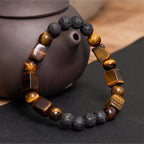 Fortune Jewel Various Crystals Cube Amethyst Lava Rock Support Bracelet
