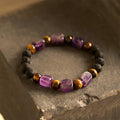 Fortune Jewel Various Crystals Cube Amethyst Lava Rock Support Bracelet