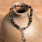 Fortune Jewel Tiger Eye Hematite Strength Buckle Chain Bracelet