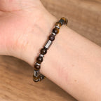 Fortune Jewel Tiger Eye Hematite Strength Buckle Chain Bracelet