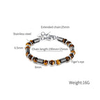 Fortune Jewel Tiger Eye Hematite Strength Buckle Chain Bracelet