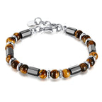 Fortune Jewel Tiger Eye Hematite Strength Buckle Chain Bracelet