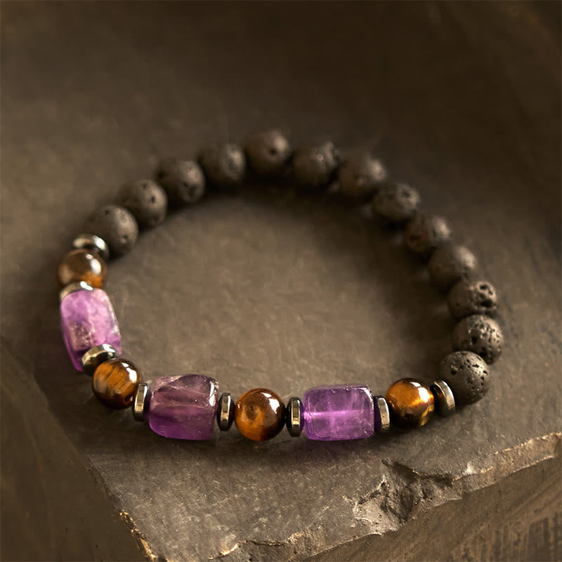 Fortune Jewel Various Crystals Lava Rock Calm Bracelet