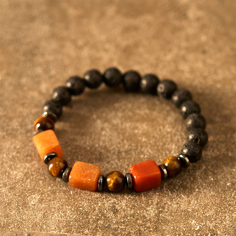 Fortune Jewel Various Crystals Lava Rock Calm Bracelet