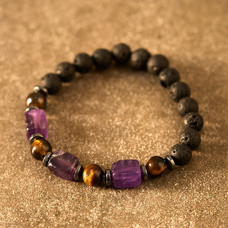 Fortune Jewel Various Crystals Lava Rock Calm Bracelet