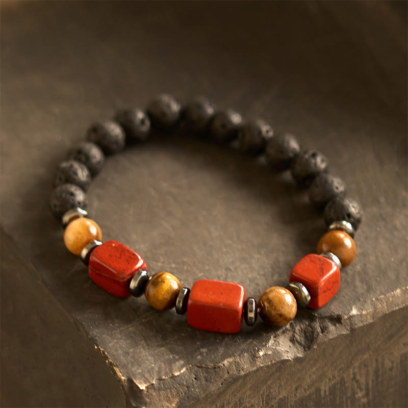 Fortune Jewel Various Crystals Lava Rock Calm Bracelet
