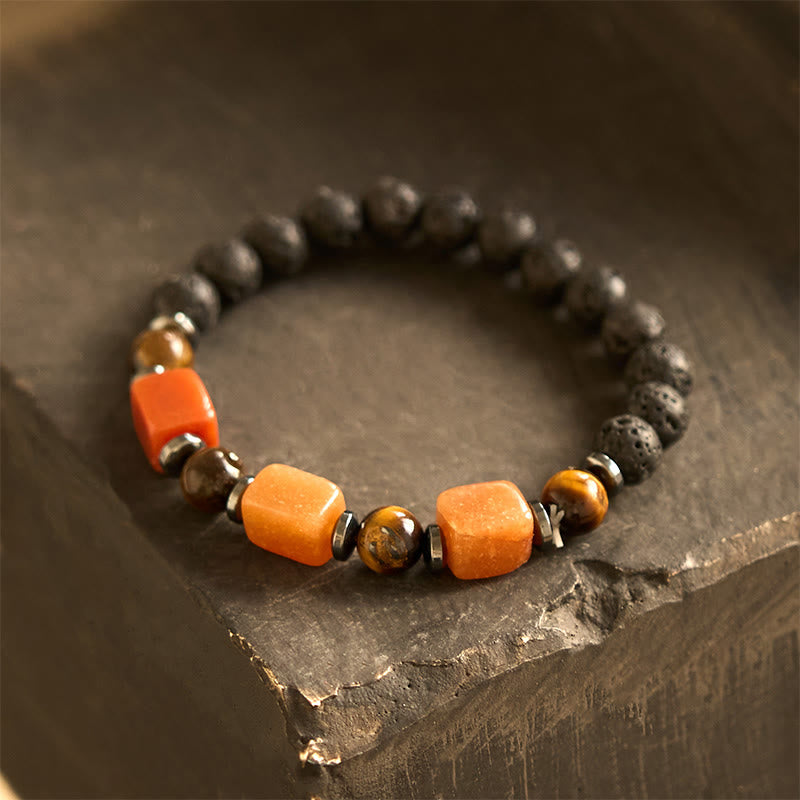Fortune Jewel Various Crystals Lava Rock Calm Bracelet