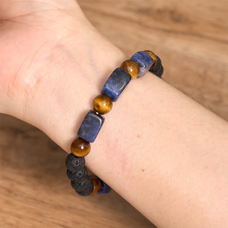 Fortune Jewel Various Crystals Lava Rock Calm Bracelet