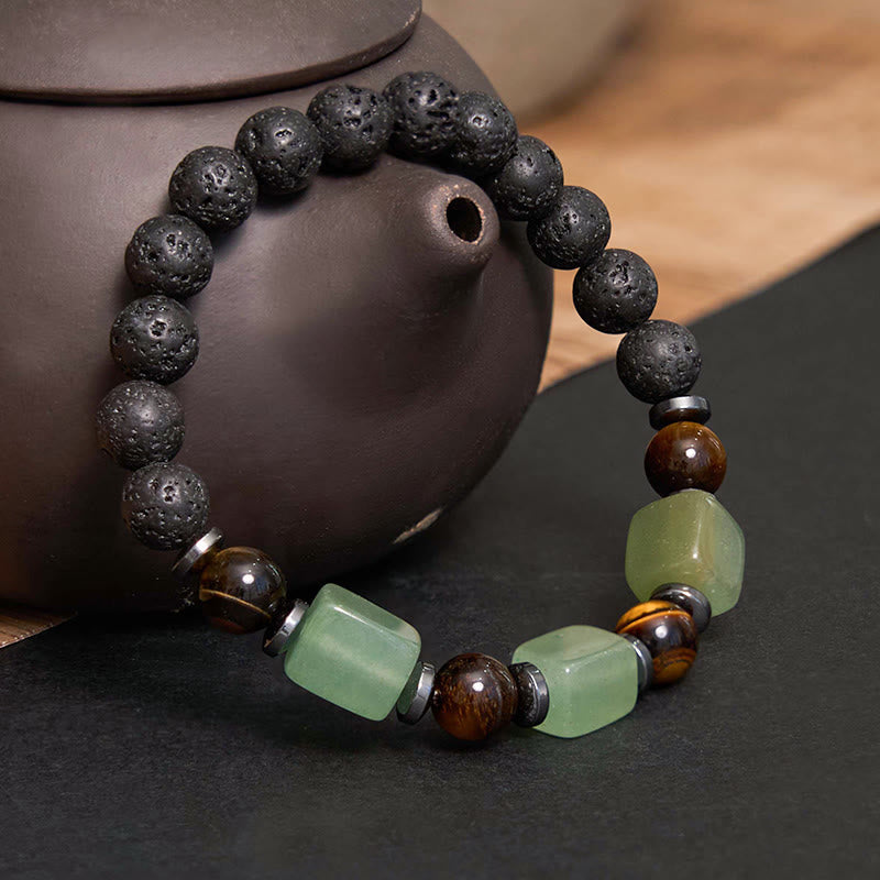 Fortune Jewel Various Crystals Lava Rock Calm Bracelet