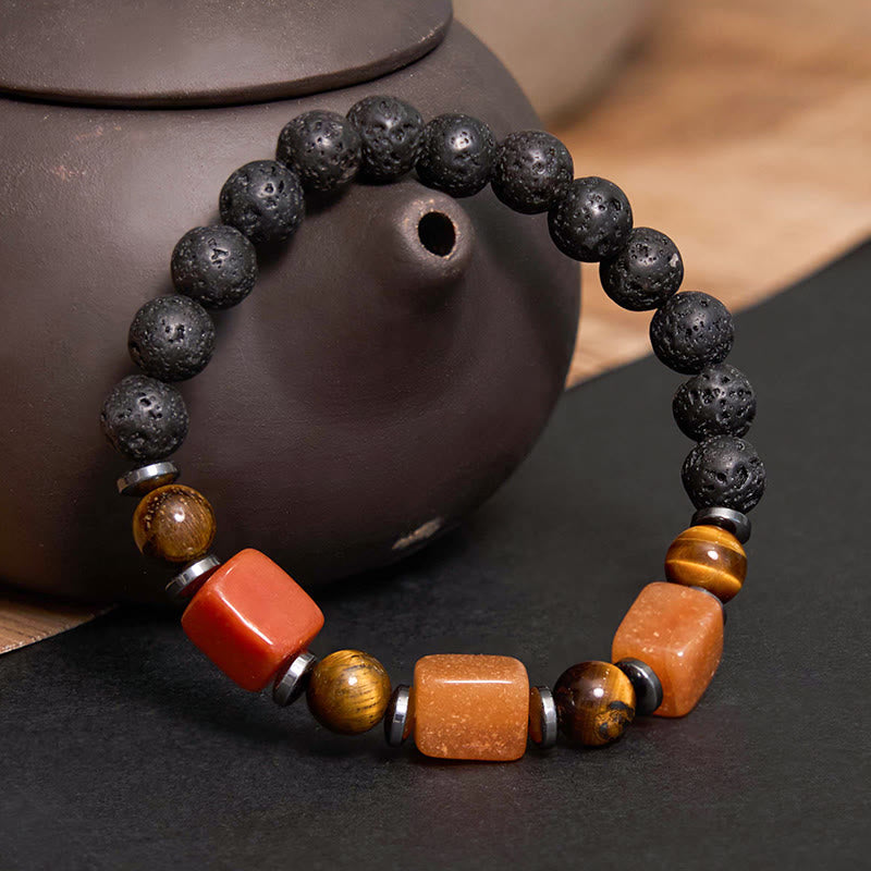 Fortune Jewel Various Crystals Lava Rock Calm Bracelet