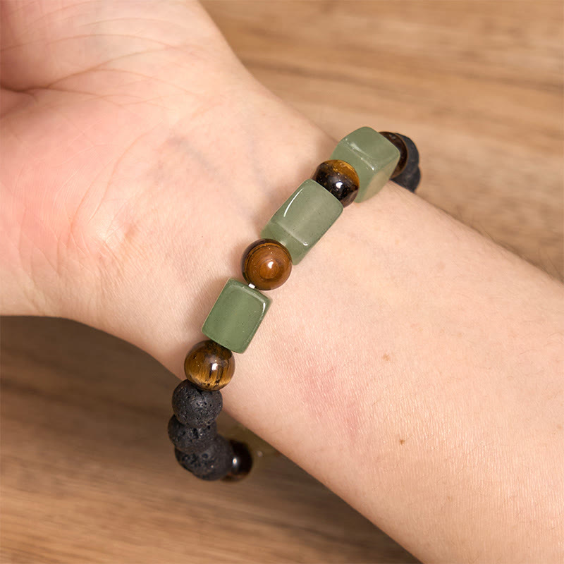 Fortune Jewel Various Crystals Lava Rock Calm Bracelet