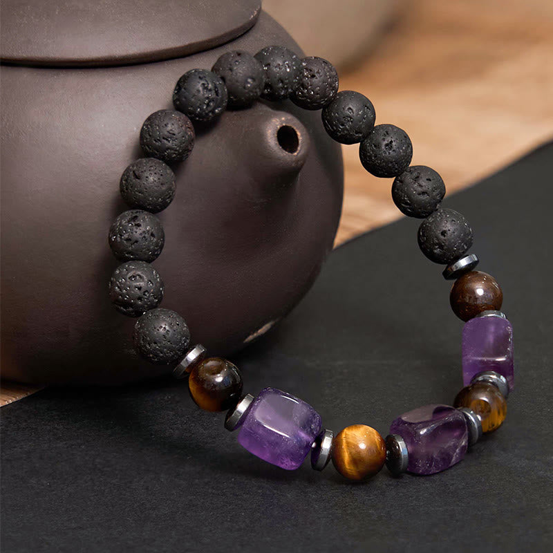 Fortune Jewel Various Crystals Lava Rock Calm Bracelet