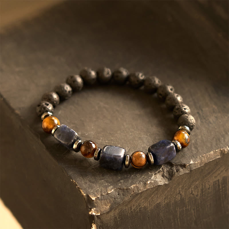 Fortune Jewel Various Crystals Lava Rock Calm Bracelet