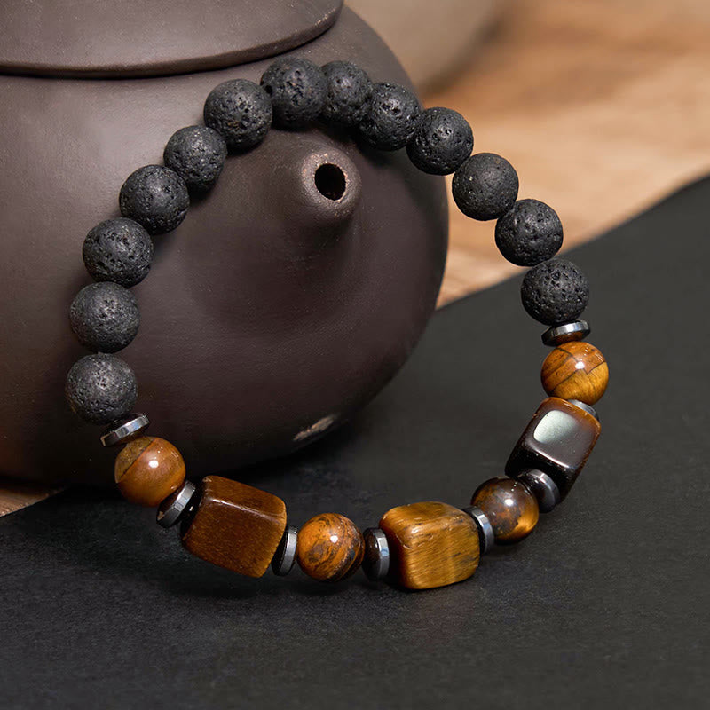 Fortune Jewel Various Crystals Lava Rock Calm Bracelet