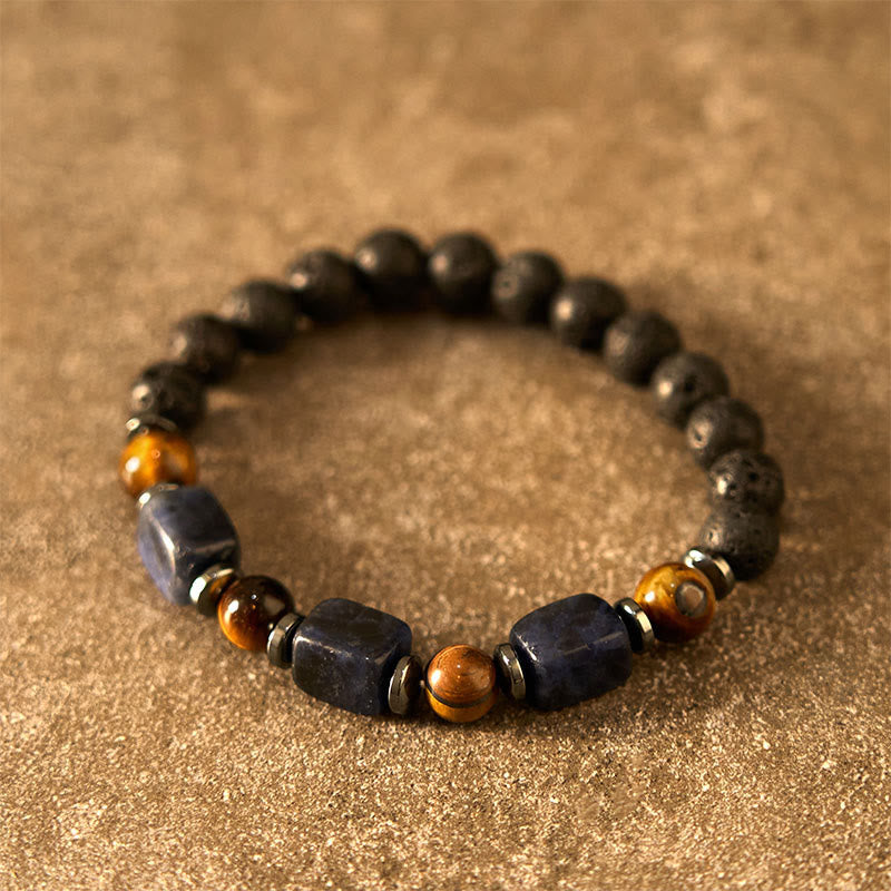 Fortune Jewel Various Crystals Lava Rock Calm Bracelet