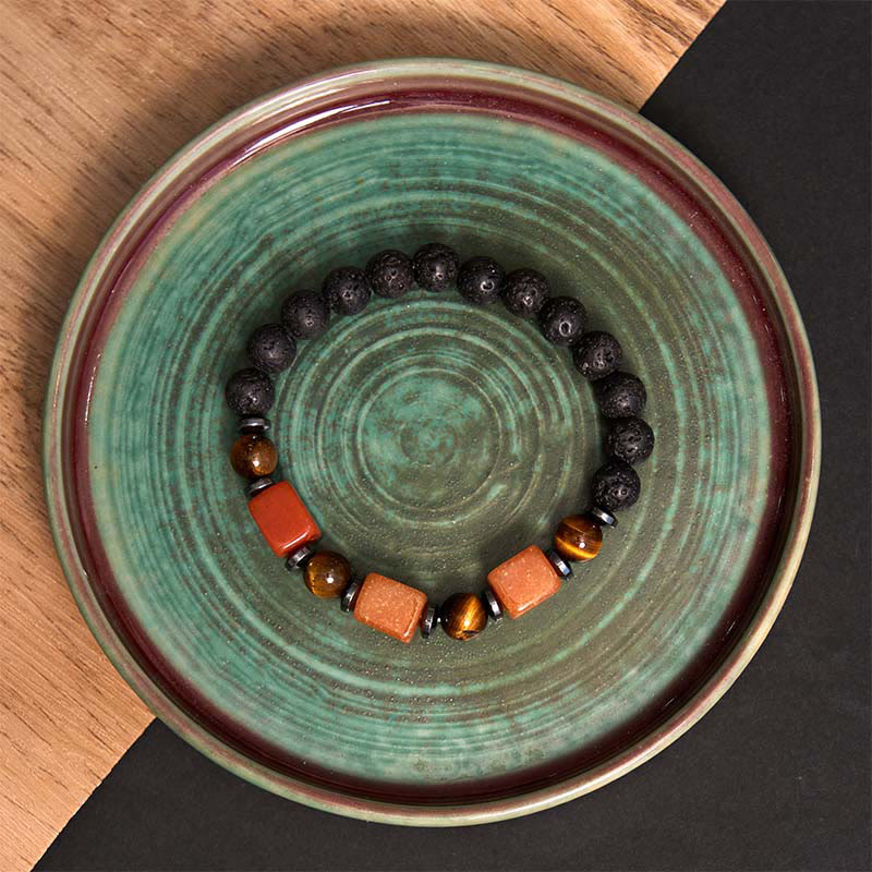 Fortune Jewel Various Crystals Lava Rock Calm Bracelet