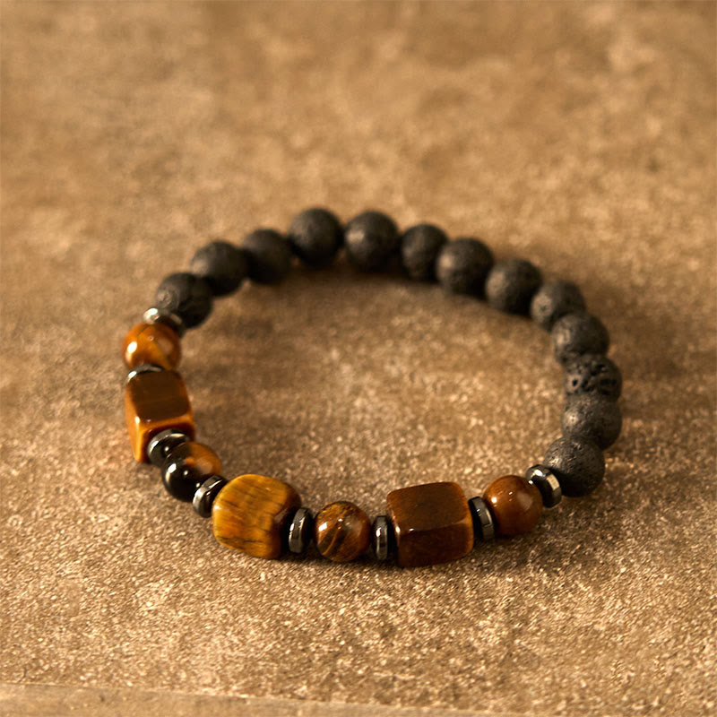 Fortune Jewel Various Crystals Lava Rock Calm Bracelet