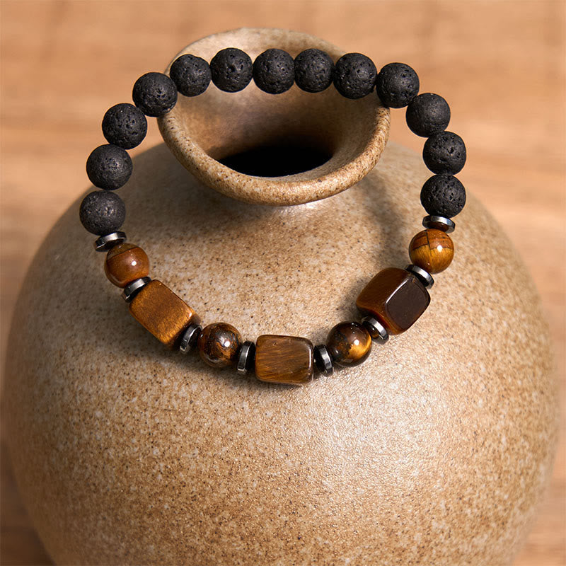 Fortune Jewel Various Crystals Lava Rock Calm Bracelet