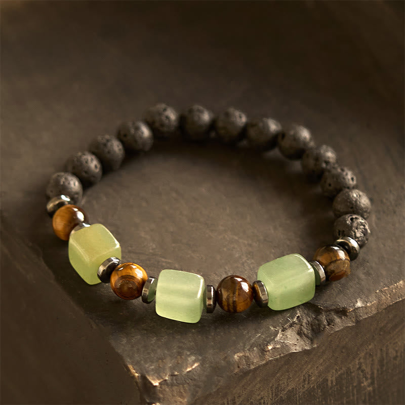 Fortune Jewel Various Crystals Lava Rock Calm Bracelet