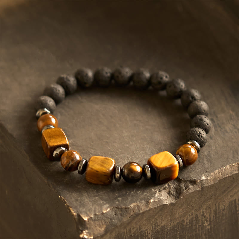 Fortune Jewel Various Crystals Lava Rock Calm Bracelet