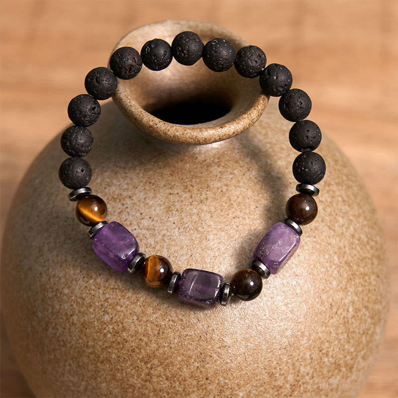 Fortune Jewel Various Crystals Lava Rock Calm Bracelet