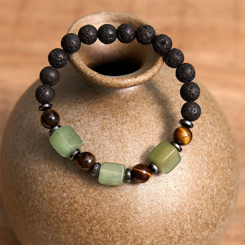 Fortune Jewel Various Crystals Lava Rock Calm Bracelet
