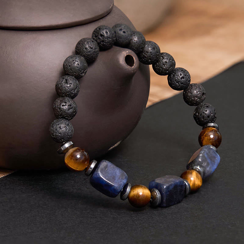 Fortune Jewel Various Crystals Lava Rock Calm Bracelet