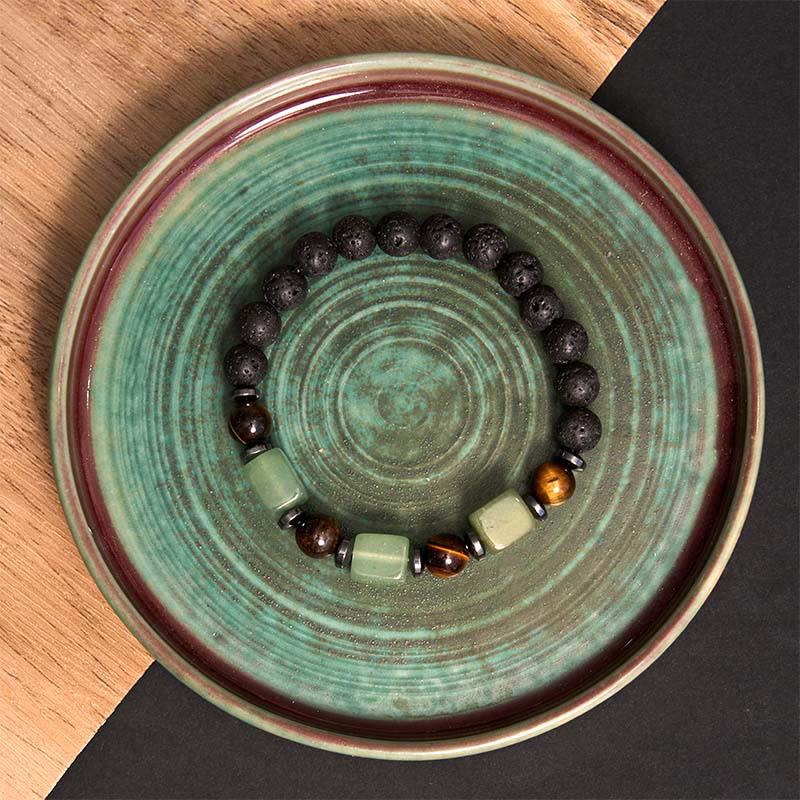 Fortune Jewel Various Crystals Lava Rock Calm Bracelet
