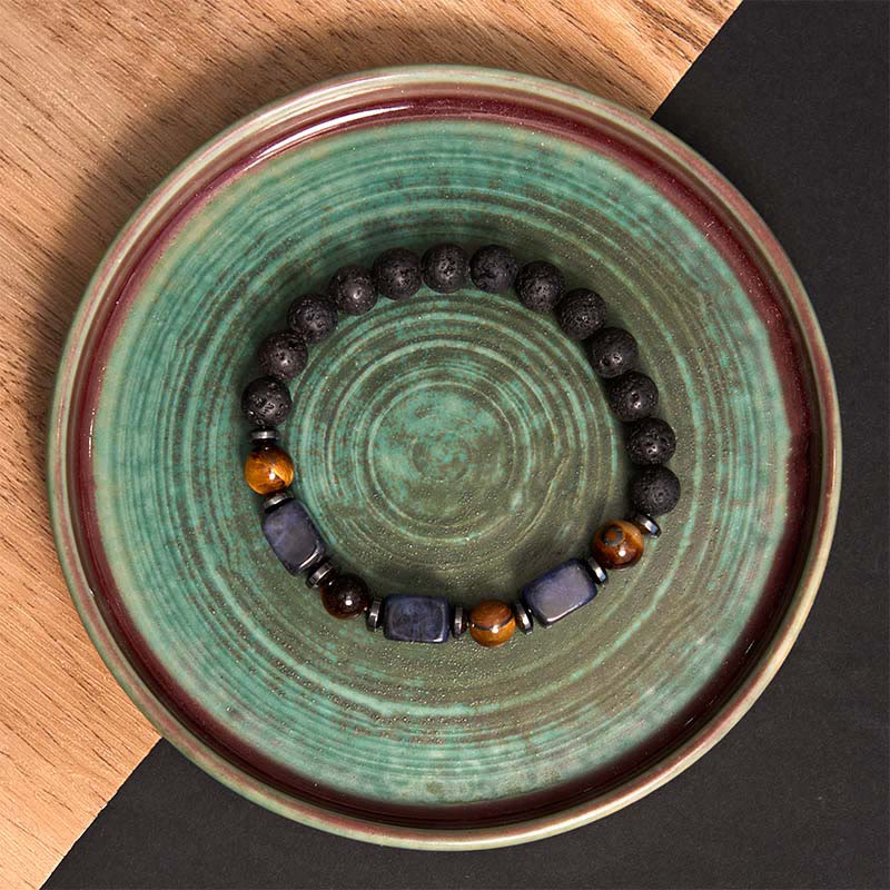 Fortune Jewel Various Crystals Lava Rock Calm Bracelet