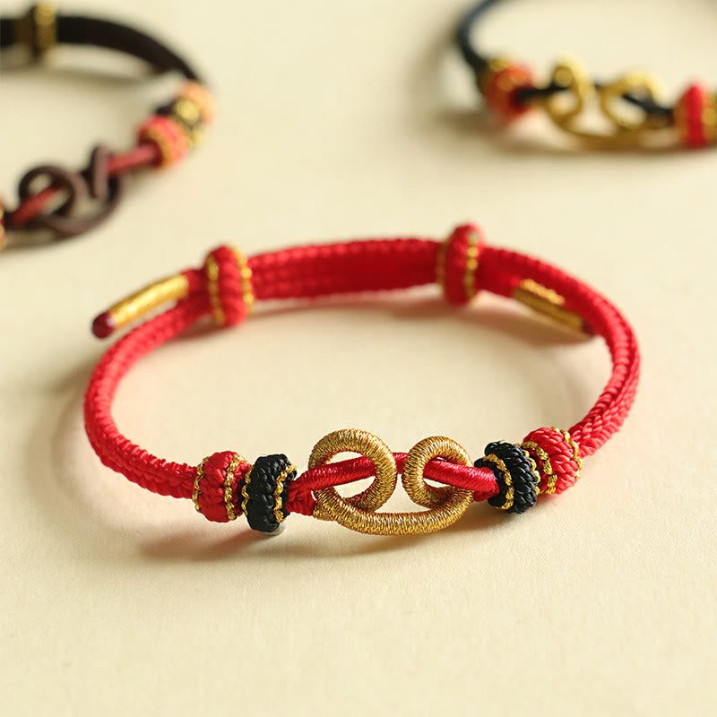 Fortune Jewel Handmade Ingot Pattern Braided String Protection Bracelet
