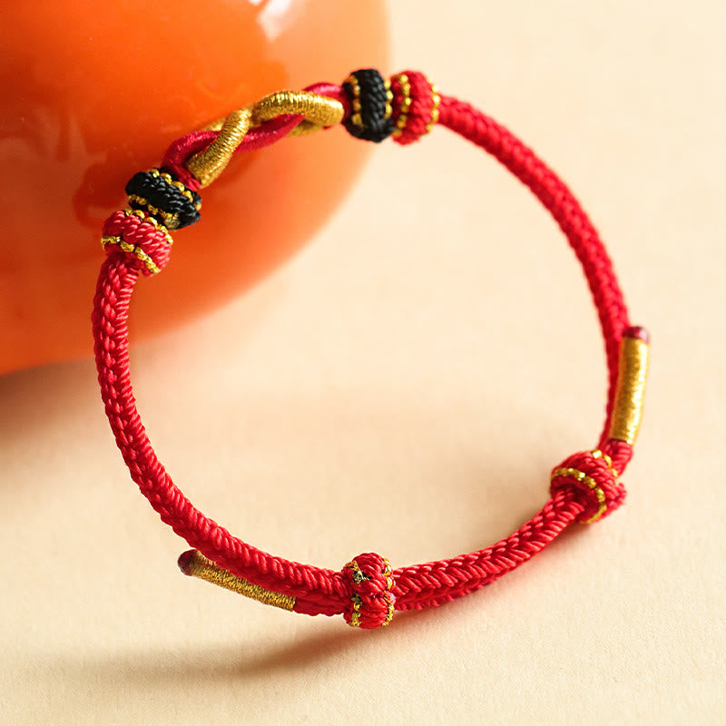 Fortune Jewel Handmade Ingot Pattern Braided String Protection Bracelet