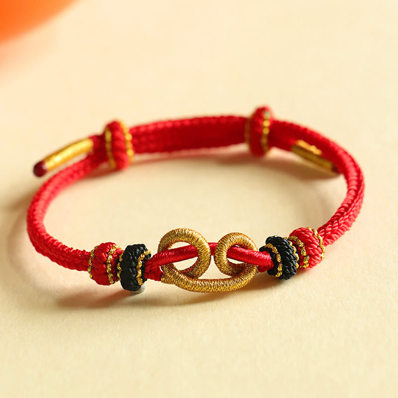 Fortune Jewel Handmade Ingot Pattern Braided String Protection Bracelet