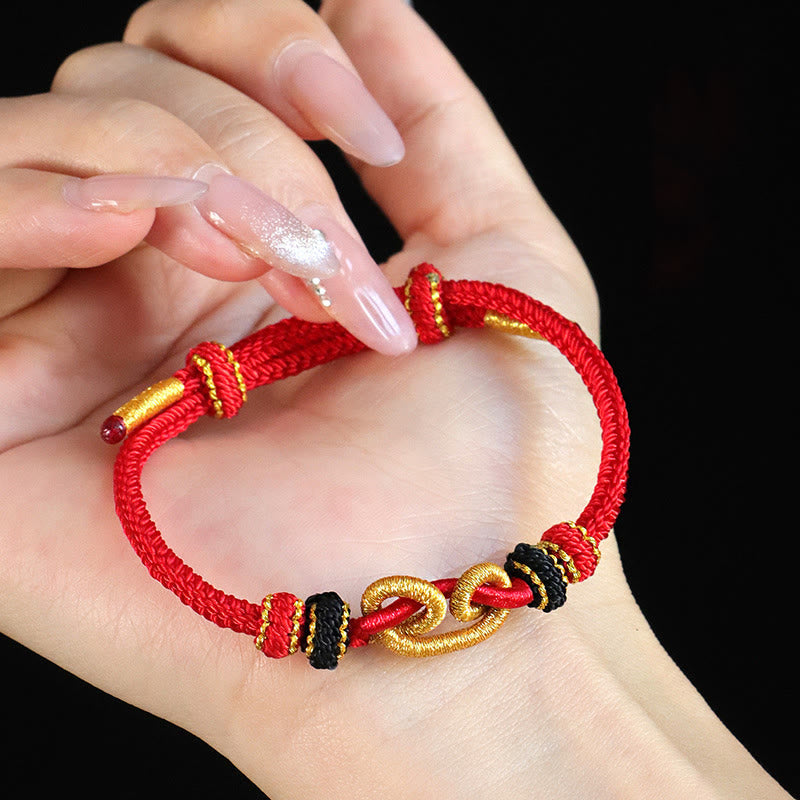 Fortune Jewel Handmade Ingot Pattern Braided String Protection Bracelet