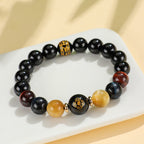 Fortune Jewel Black Onyx Tiger Eye Om Mani Padme Hum Chinese Zodiac Natal Buddha Support Bracelet