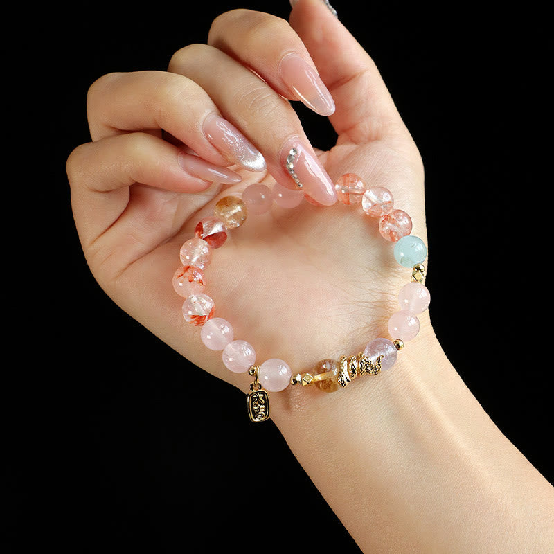 Fortune Jewel Various Crystal Pink Crystal Amethyst Year Of The Snake Lucky Bracelet