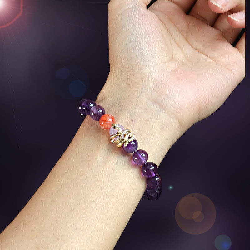 Fortune Jewel Various Crystal Pink Crystal Amethyst Year Of The Snake Lucky Bracelet