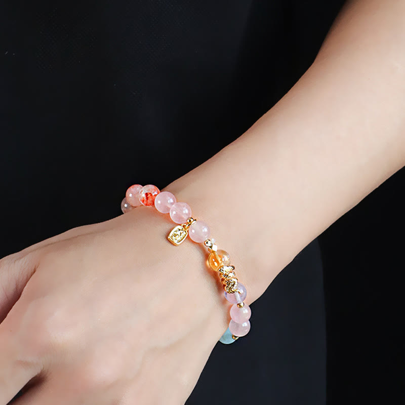 Fortune Jewel Various Crystal Pink Crystal Amethyst Year Of The Snake Lucky Bracelet