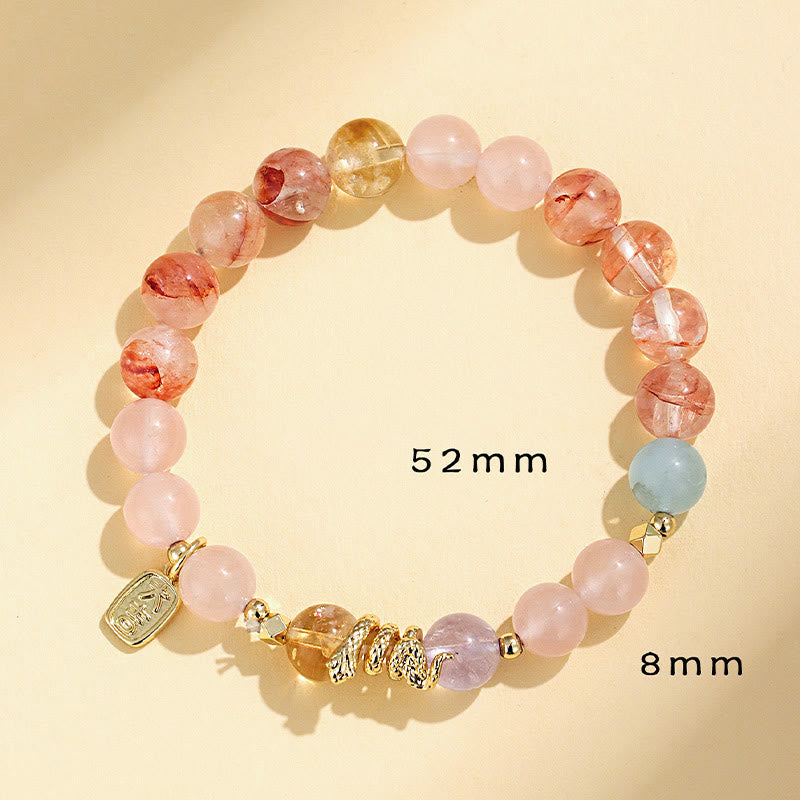 Fortune Jewel Various Crystal Pink Crystal Amethyst Year Of The Snake Lucky Bracelet