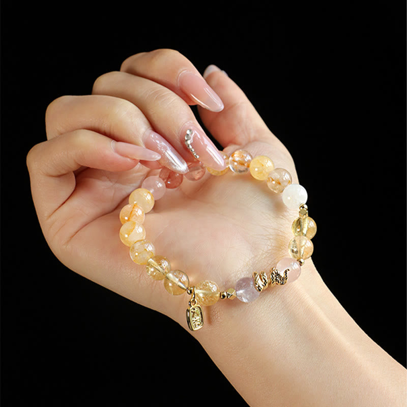 Fortune Jewel Various Crystal Pink Crystal Amethyst Year Of The Snake Lucky Bracelet
