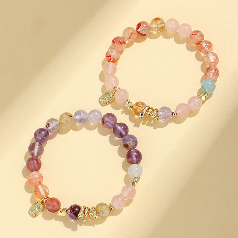 Fortune Jewel Various Crystal Pink Crystal Amethyst Year Of The Snake Lucky Bracelet