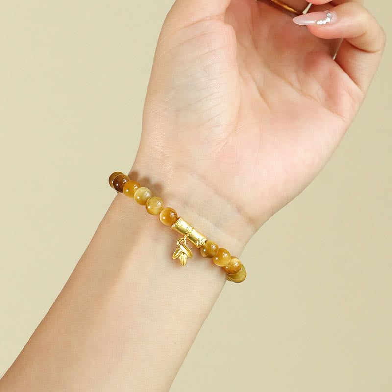 Fortune Jewel Tiger Eye Fu Character Bamboo Koi Fish Lotus Om Mani Padme Hum Protection Bracelet