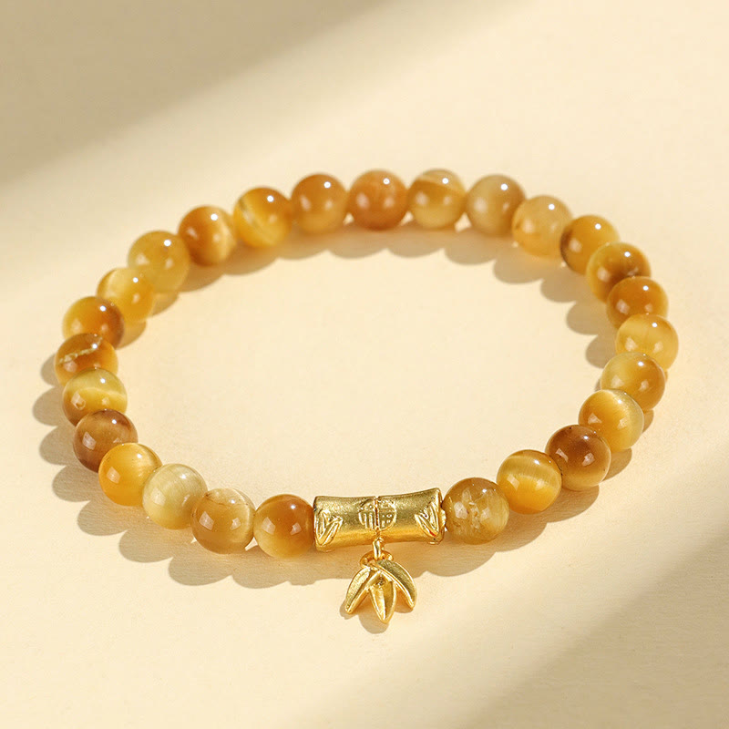 Fortune Jewel Tiger Eye Fu Character Bamboo Koi Fish Lotus Om Mani Padme Hum Protection Bracelet
