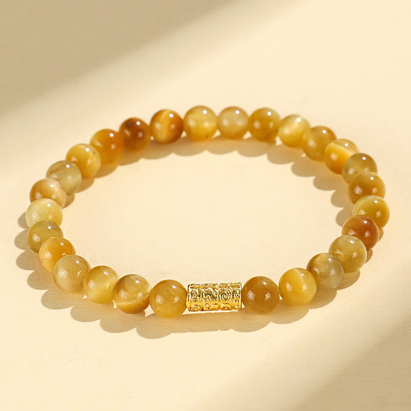 Fortune Jewel Tiger Eye Fu Character Bamboo Koi Fish Lotus Om Mani Padme Hum Protection Bracelet