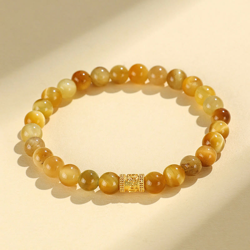 Fortune Jewel Tiger Eye Fu Character Bamboo Koi Fish Lotus Om Mani Padme Hum Protection Bracelet